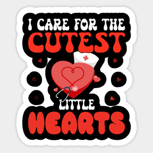 Nursing Valentines Day I Care For Cutest Little Hearts Sticker